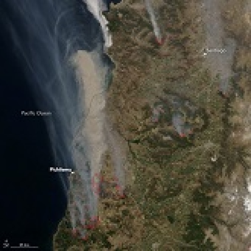 Chile during fire catastrophy in 2017. Photo by NASA.