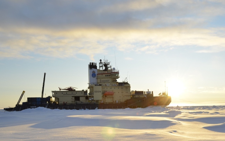 An ice breaker in the Arctic.